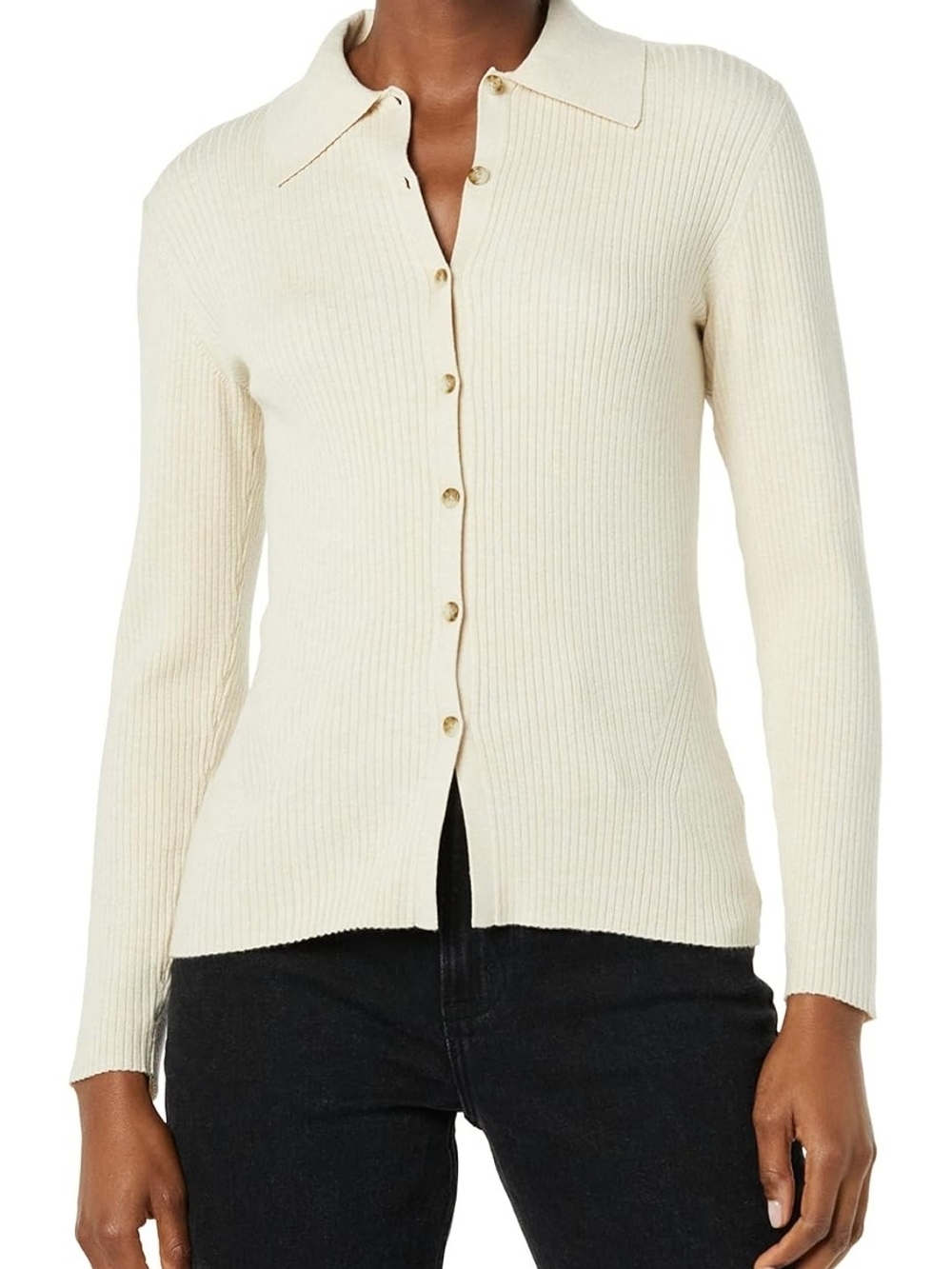 Daily Ritual Sand Heather Ribbed Button Front Cardigan XS NWT, Preppy Fall